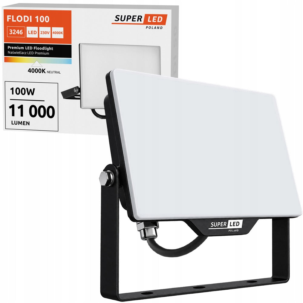 Halogen Naświetlacz Lampa LED 100W 11 000 lm 4000K barwa neutralna Premium reflektor zewnętrzny IP65 do ogrodu i