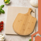 Kamień do Pizzy 39x36 cm Duży + Łopatka Deska Bambusowa do Serwowania 2w1 płyta kordierytowa do wypieku w piekarniku