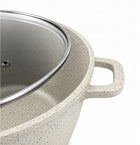 Garnek höffner HF-7718 beżowy 28 CM 10 L marmurowy na indukcję + pokrywka garnek tradycyjny /Wzór aluminiowe