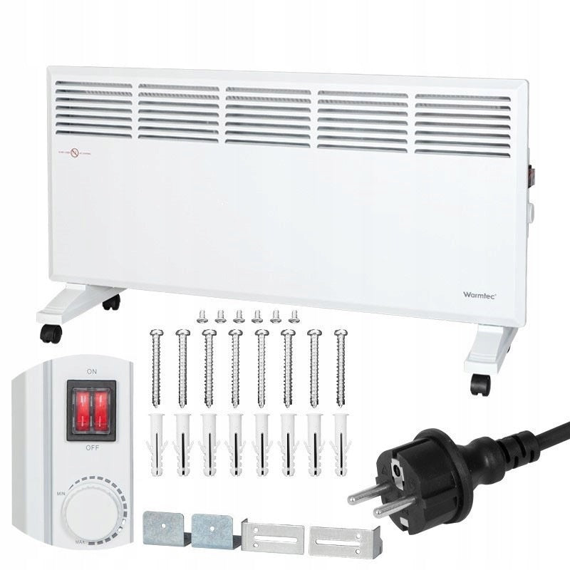 Grzejnik elektryczny konwektorowy termostat energooszczędny EWN-2500W 890 mm 400 mm grzewcza biały