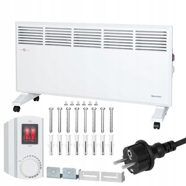 Grzejnik elektryczny konwektorowy termostat energooszczędny EWN-2500W 890 mm 400 mm grzewcza biały