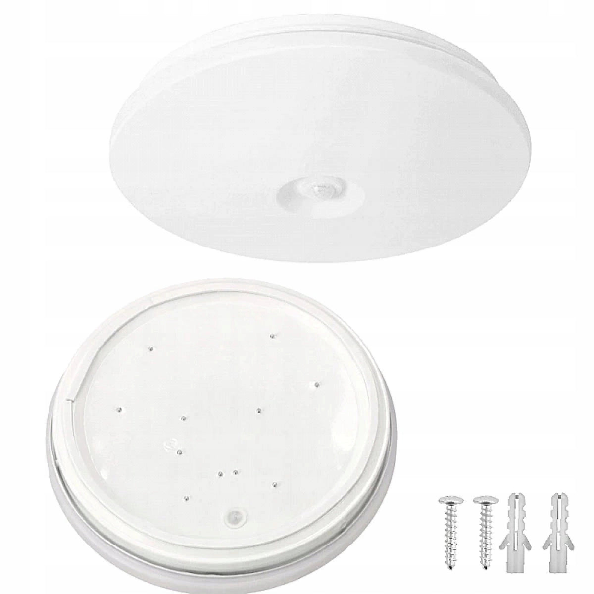 Plafon LED Lampa Sufitowa z Czujnikiem Ruchu PIR 12W 960lm IP44 4000K Biała okrągła oprawa oświetleniowa, zintegrowane