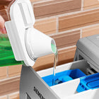 Pojemnik z miarką organizer pudełko na proszek płyn do prania płukania 1,8l na środki piorące, bezbarwny, plastikowy