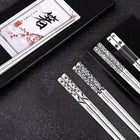 Eleganckie pałeczki do sushi wielorazowe zestaw 5PAR metalowe sztućce azjatyckie 23,5 cm, 10 sztuk