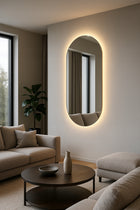 Lustro owalne LED COB łazienkowe, uniwersalne 100x50 cm bez ramy IP 67 ścienne z podświetleniem, dekoracyjne do