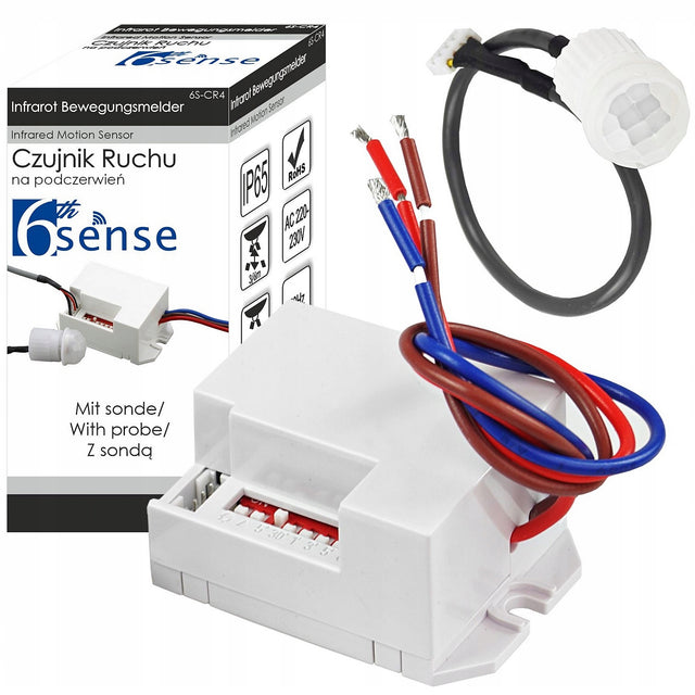 Mini czujnik ruchu z sonda zewnętrznym sensorem 360° LED zmierzchu PIR 230V automat do lamp, detektor obecności, sterowanie oświetleniem