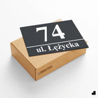 Nierdzewny Numer Na Dom Tabliczka Adresowa z Numerem Domu 32x21 cm Dystanse oznaczenie posesji, szyld aluminiowy 3 mm