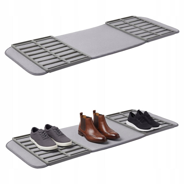 Mata na Buty Obuwie Wycieraczka Ociekacz Pod Drzwi Wejściowa Wewnętrzna do przedpokoju, gumowo-tekstylna, 90 x 32,5 cm, szara