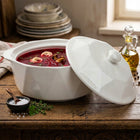 WAZA PORCELANOWA 2,4L ELEGANCKA MISA DO ZUPY ROSOŁU BIAŁA Z POKRYWKĄ ŚWIĘTA terina na barszcz i krem, 27 cm