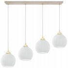 Lampa wisząca sufitowa żyrandol kaszmirowy BEŻ glamour kule nad stół wyspę 4-punktowa, gwint E27, metalowa, 100 cm, do