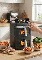 Frytkownica beztłuszczowa dwukomorowa pionowa voksar T11 AIR fryer 12l XXL czarny