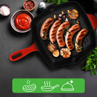 Patelnia grillowa żeliwna emaliowana 28cm czerwona nutrichef indukcja GAZ kwadratowa do piekarnika na kuchenkę