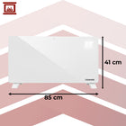 Grzejnik Elektryczny Szklany Kaminer 2500W WiFi Pilot Farelka Biały Wydajny 850 mm 410 mm grzewcza