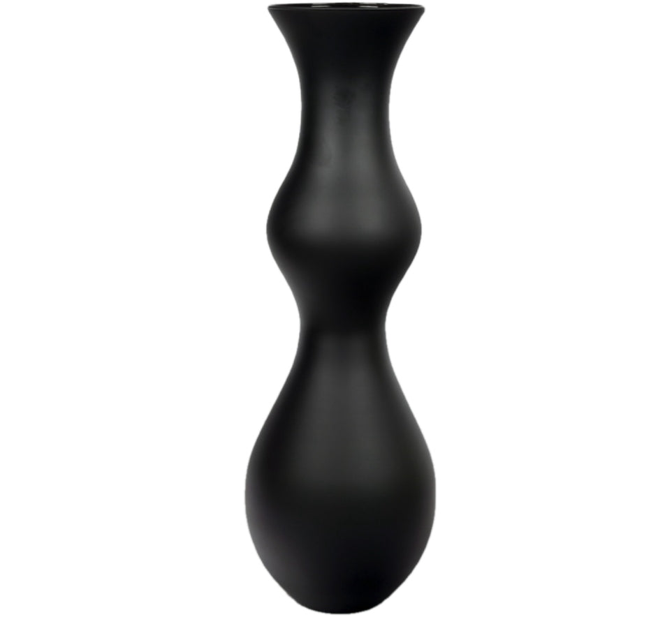 Wysoki wazon flakon podłogowy czarny mat W-441B H:70cm D:23cm szklana ozdoba do salonu, dekoracja wnętrz, naczynie na