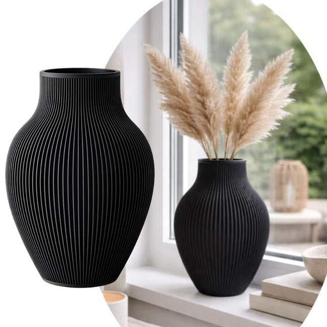 Wazon dekoracyjny nietłukący skandi boho modern nowoczesny czarny 18 CM pojemnik na kwiaty, do salonu, z tworzywa sztucznego