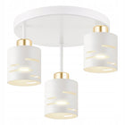 Lampa sufitowa wisząca Żyrandol PLAFON 3xE27 BIAŁA ZŁOTA glamour metalowa oprawa, trzy źródła światła, klosz 9 cm