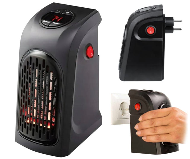 Grzejnik elektryczny mini farelka termowentylator do gniazdka ogrzewacz czarny