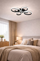 Lampa LED sufitowa plafon gold EKO żyrandol LED nowoczesna + pilot czarna prostokątna oprawa 60 cm ze zintegrowanym