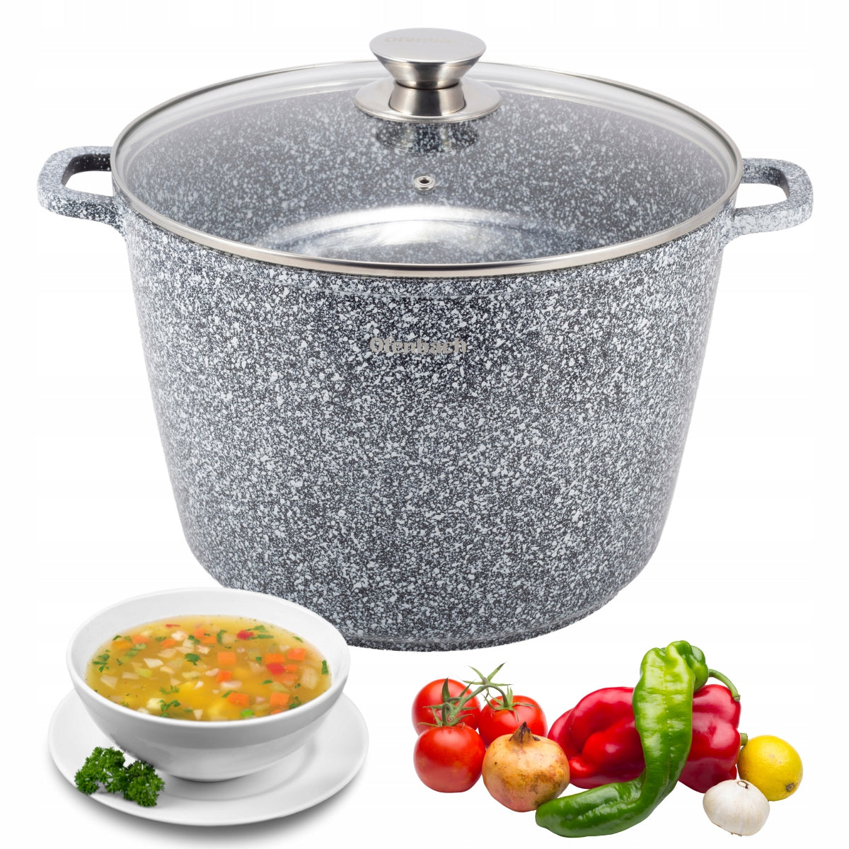 Garnek tradycyjny granitowy aluminiowy kociołek na GAZ indukcja ofenbach 24 cm, 6,2 l, z pokrywą, do piekarnika