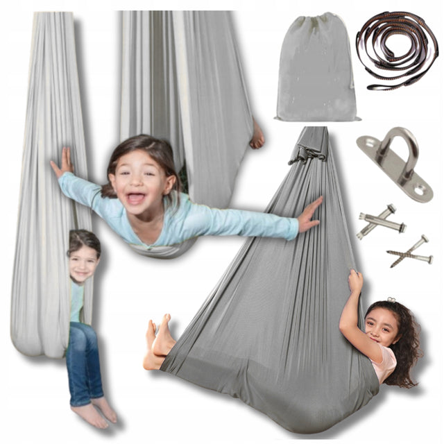 Huśtawka dla dzieci hamak chusta sensoryczna akrobatyczna joga 280x150CM huśtawka kubełkowa metal wiek 3 lata+ do zabawy i ćwiczeń, udźwig 80 kg
