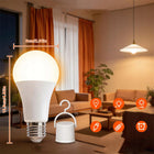Żarówki LED 2 SZT E27 ładowalne USB pilot regulacja jasności kolor lampy do domu, ciepłe białe 380 lm, 9 w