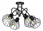 Lampa sufitowa żyrandol wisząca loft drut brylant czarna metalowa oprawa 4-punktowa E27 do salonu