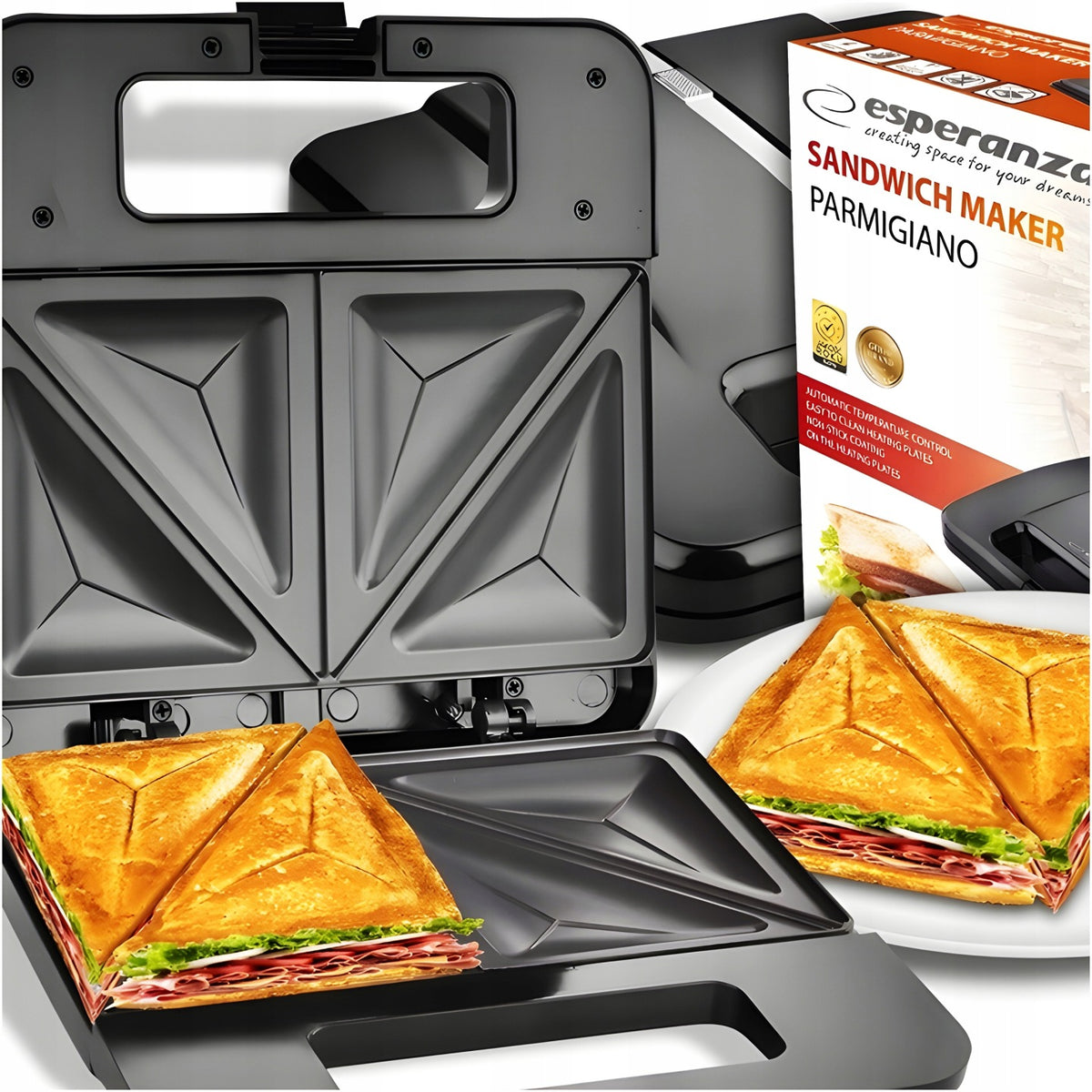 Toster opiekacz do kanapek tostów sandwich 1000W nieprzywierająca powłoka nominalna