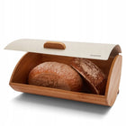 Chlebak Bambusowy pojemnik na Chleb Nowoczesny Kremowy KonigHOFFER Cosmic drewniany do pieczywa prostokątny 35x25x15 cm