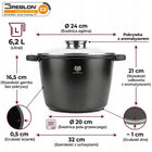 Garnek duży 6,2l indukcja GAZ wysoki garnek marmurkowy do piekarnika garnki aluminiowy z powłoką granitową, średnica 24