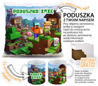Craft Zestaw dla Gracza Pikselowy Kwadratowy Świat + imię Kubek Poduszka upominek gamingowy, dekoracja pokoju z