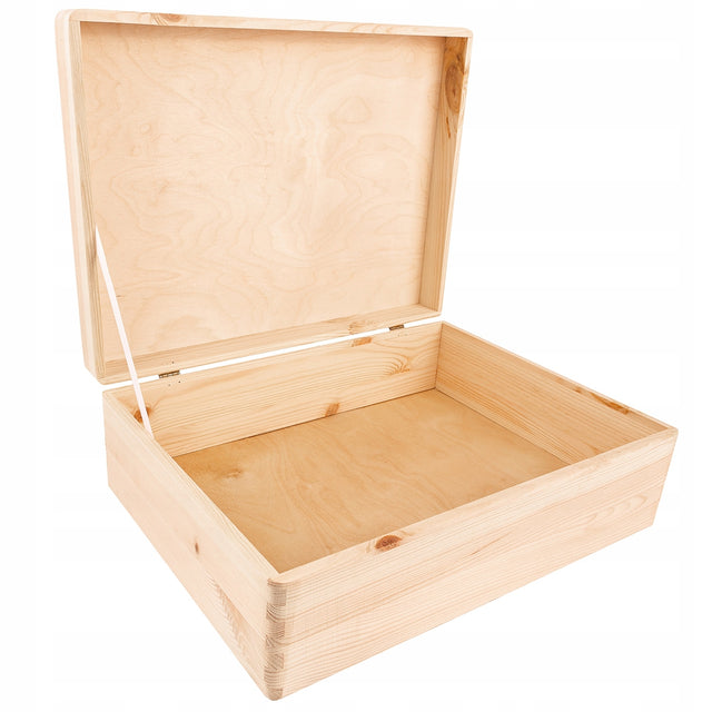 Pudełko drewniane skrzynka z wiekiem na prezent zabawki zdjęcia 40x30x14 cm pojemnik dekoracyjny brązowy, organizer do drobiazgów