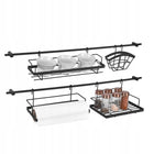 Reling kuchenny czarny reling z haczykami i półkami zestaw kuchenny Tadar organizer ścienny, uchwyt na przybory, 78 cm