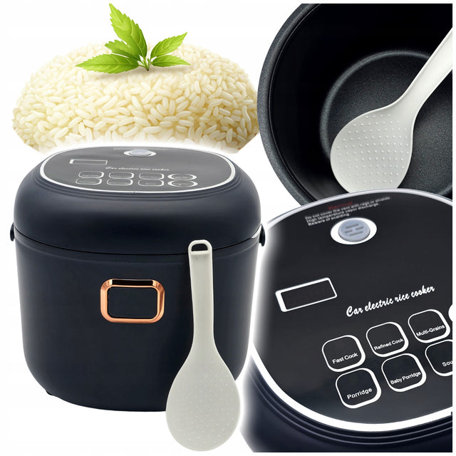 Multicooker samochodowy 2l kuchenka ryżowar turystyczny 12V 24V TIR bus garnek elektryczny do gotowania na parze, duszenia, podgrzewania, 8 programów