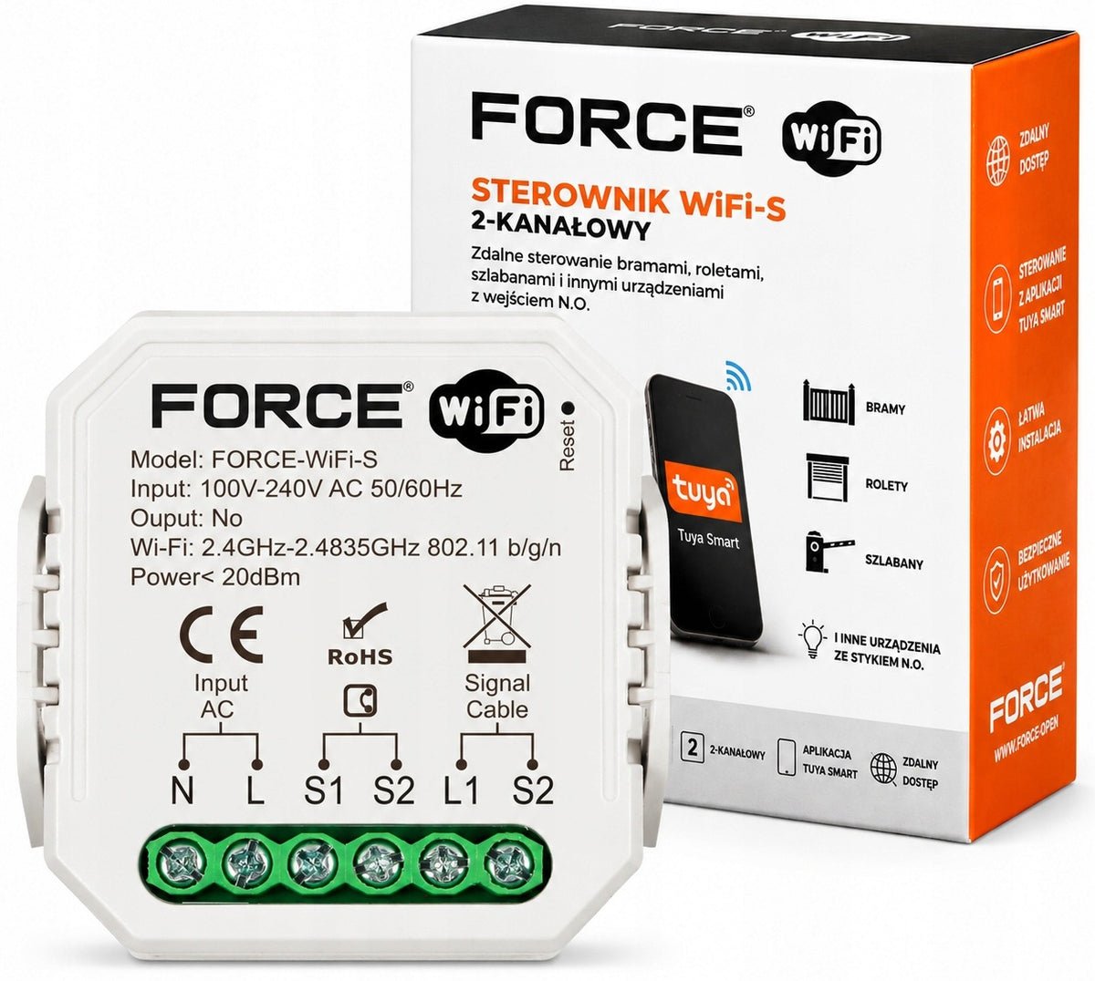 Sterownik uniwersalny force smartbox Wi-Fi tuya automatyka do bramy, zdalna obsługa przez aplikację