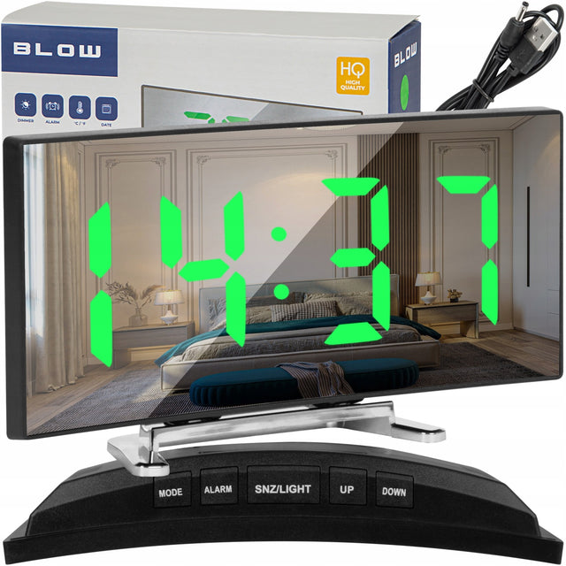 Zegar cyfrowy zegarek elektroniczny stojący termometr godzina budzik LCD do sypialni na biurko temperatura zasilanie bateryjne czarny