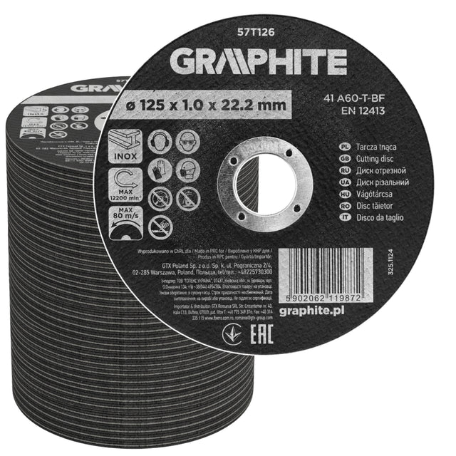 110 szt. tarcza tarcze do cięcia metalu inox 125 x 1 mm mocne graphite