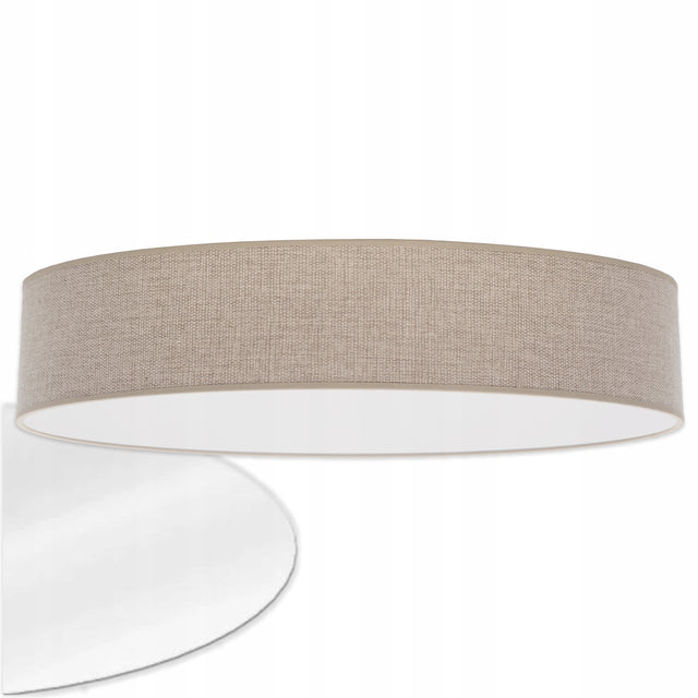 Plafon livo Ø 50 cm lniany 3 x E27 + denko LED Lampa sufitowa natynkowa 60W okrągła oprawa oświetleniowa do salonu, sypialni i jadalni