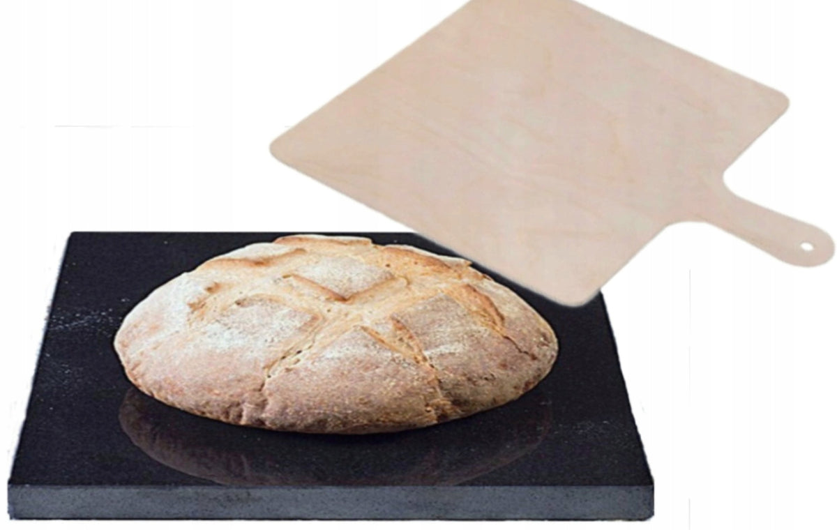 Granitowy kamień do pizzy Grilla 37x35cm + łopatka płyta do pieczenia chleba i ciasta