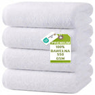 4x Ręcznik Hotelowy BAWEŁNIANY GRUBY Duży 70x140 Biały PREMIUM 550g kąpielowy szybkoschnący antybakteryjny gładki do