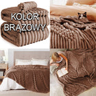 Gruby Koc 300g - zdobiony wytłaczanym wzorem - efekt 3D 160x200cm jasny BEŻ narzuta, pled, przykrycie na łóżko