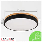Lampa sufitowa LED Plafon 40cm z drewnem czarna Okrągła 40W naturalna 4000K oprawa, zintegrowane źródło światła, biała