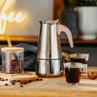 Kawiarka zaparzacz do kawy espresso Działa na Indukcja Gaz Stalowa 350ml moka, kafetiera, 6 filiżanek, srebrna, można