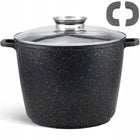 Duży garnek marmurowy głęboki z pokrywką do rosołu wysoki XXL 24cm / 6,2l naczynie aluminiowe kuchenne, do gotowania