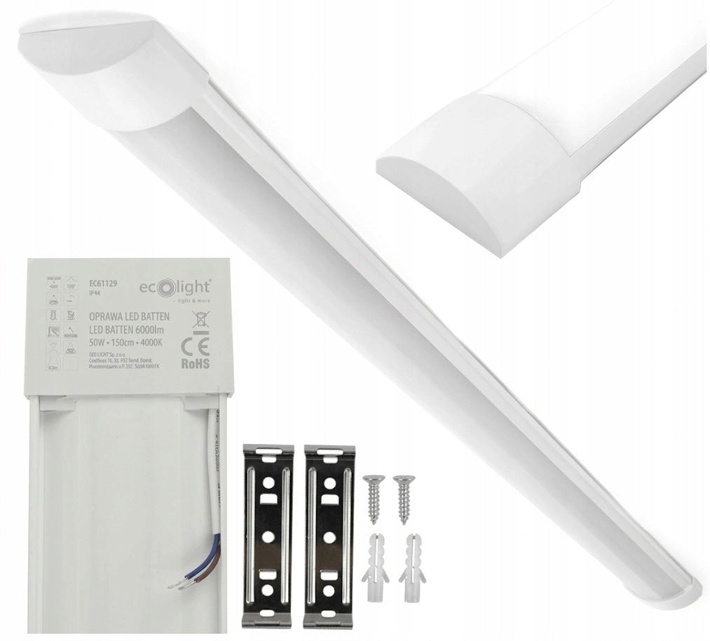 Lampa Warsztatowa LED Oprawa Sufitowa do Garażu 150cm 50W 4000K 6000lm IP20 montaż natynkowy, neutralna barwa światła