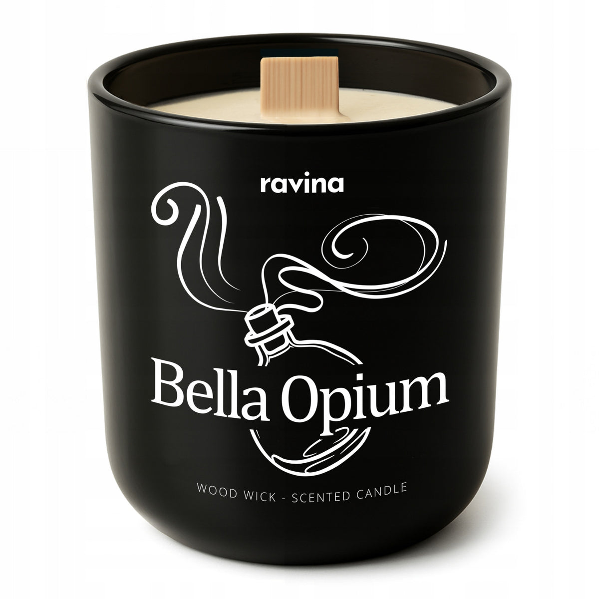 Bella Opium Świeca Zapachowa Sojowa świeczka orientalny perfumy do domu drewniany knot, 50 h palenia, aromat choinki