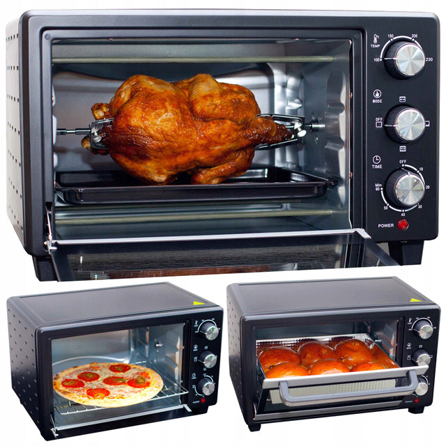 Mini piekarnik 25l - suszarka do grzybów - termoobieg rożno światło grill 25 l 1400 w czarny