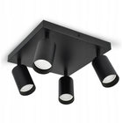 Lampa Sufitowa Żyrandol Plafon Tuby Metal SPOT AG4 LED GU10 czarna oprawa oświetleniowa czteropunktowa do wnętrz