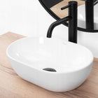 Umywalka nablatowa mała owalna biała do WC REA amelia mini na blat ceramiczna misa łazienkowa bez otworu na baterię 37