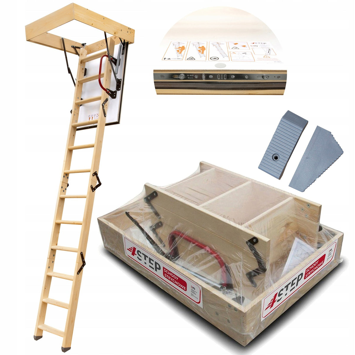 Schody Strychowe Wyłaz na Strych 4STEP greenline 90x55 35mm 1,05W/m2K drabina składana na poddasze, wejście dachowe