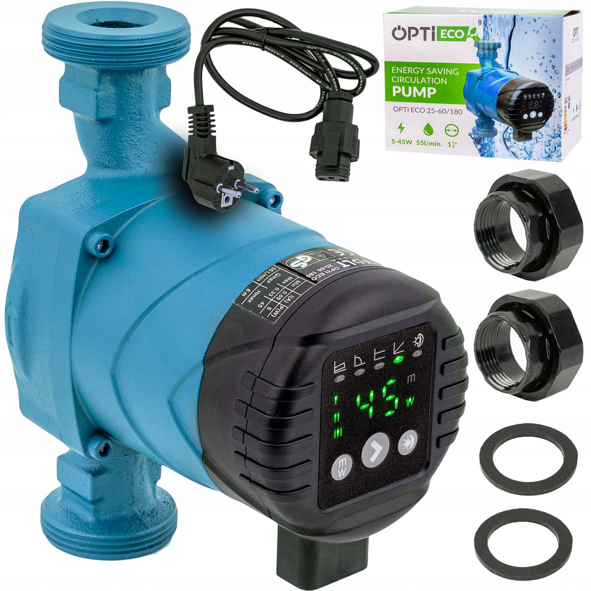 POMPA OBIEGOWA 25-60 180 CYRKULACYJNA DO PIECA CO KOTŁA ENERGOOSZCZĘDNA LCD